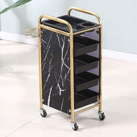 Iron Frame Salon Trolley with 4 Drawers & Universal Wheels | 84×35×30 cm – Rolling Storage Cart for Barbers & Stylists
