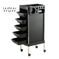 Premium Beauty Salon Trolley – 5-Drawer Rolling Cart with Tool Holders & Lockable Wheels