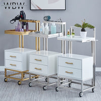 Rolling Salon Storage Cart with 2 Drawers & Universal Wheels | 37×37×85 cm – Beauty Trolley for Professional Use