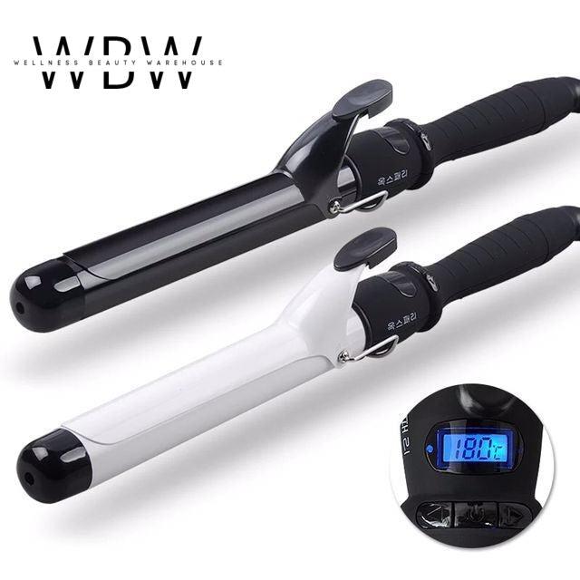Professional Curling Iron with Adjustable Temperature, LCD Display & Ceramic Glaze Technology