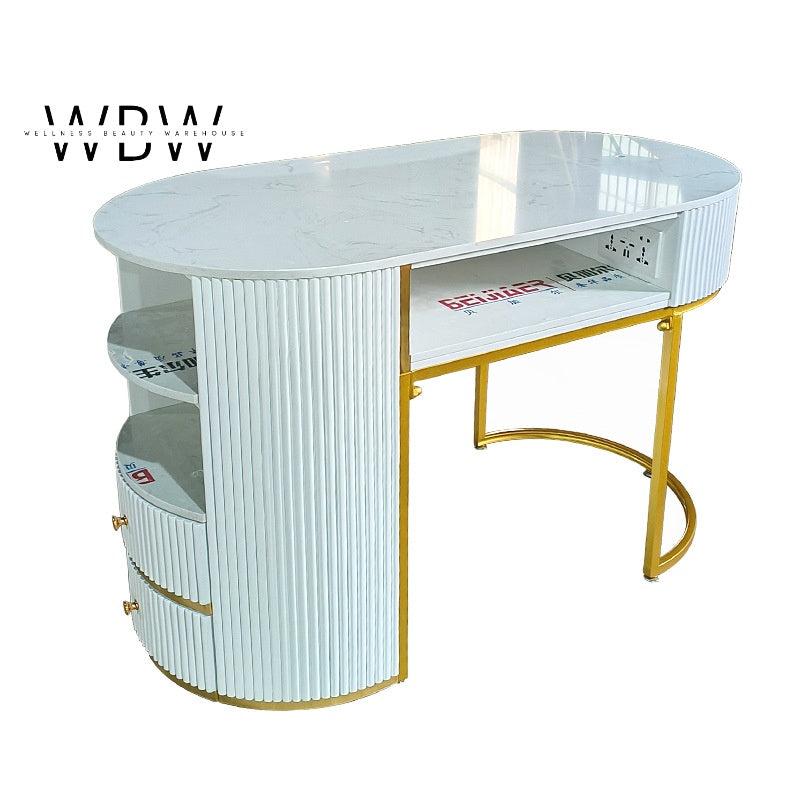 Luxury White & Gold Nail Table