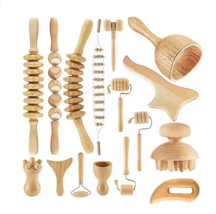 16-Piece Wooden Maderotherapy Massager Set