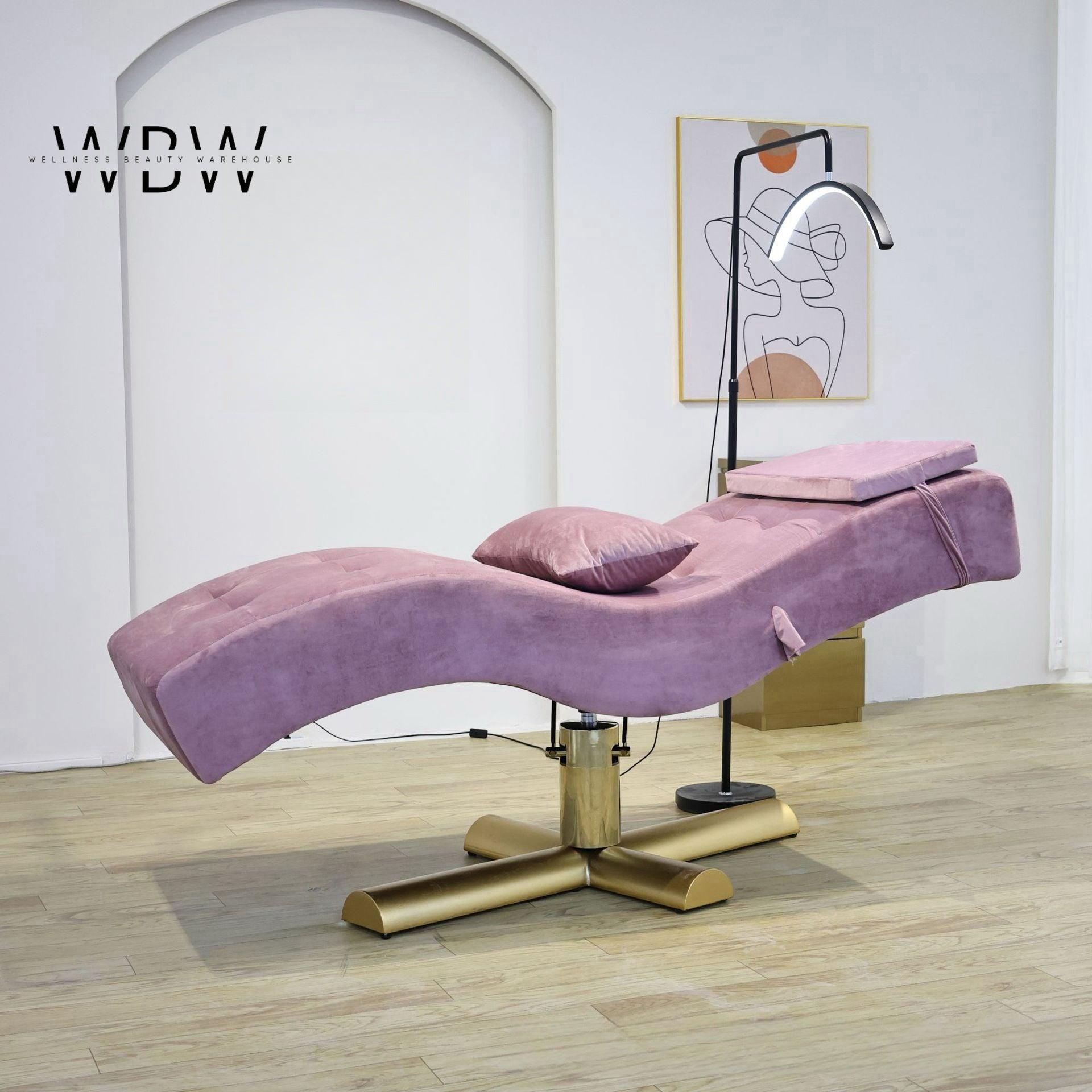 Custom Lifting Adjustable Headrest Curved Salon Lash Bed