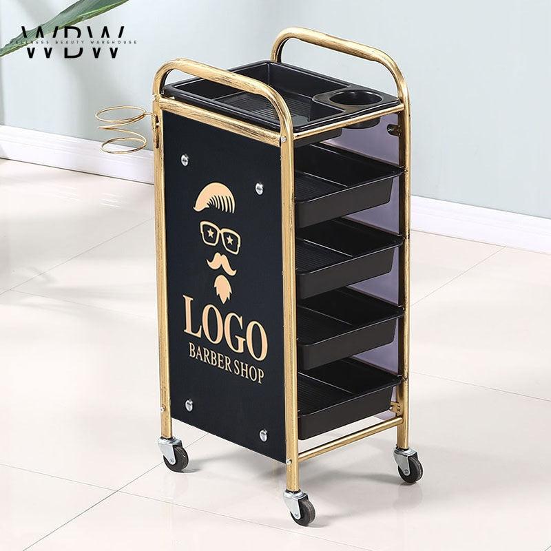 Iron Frame Salon Trolley with 4 Drawers & Universal Wheels