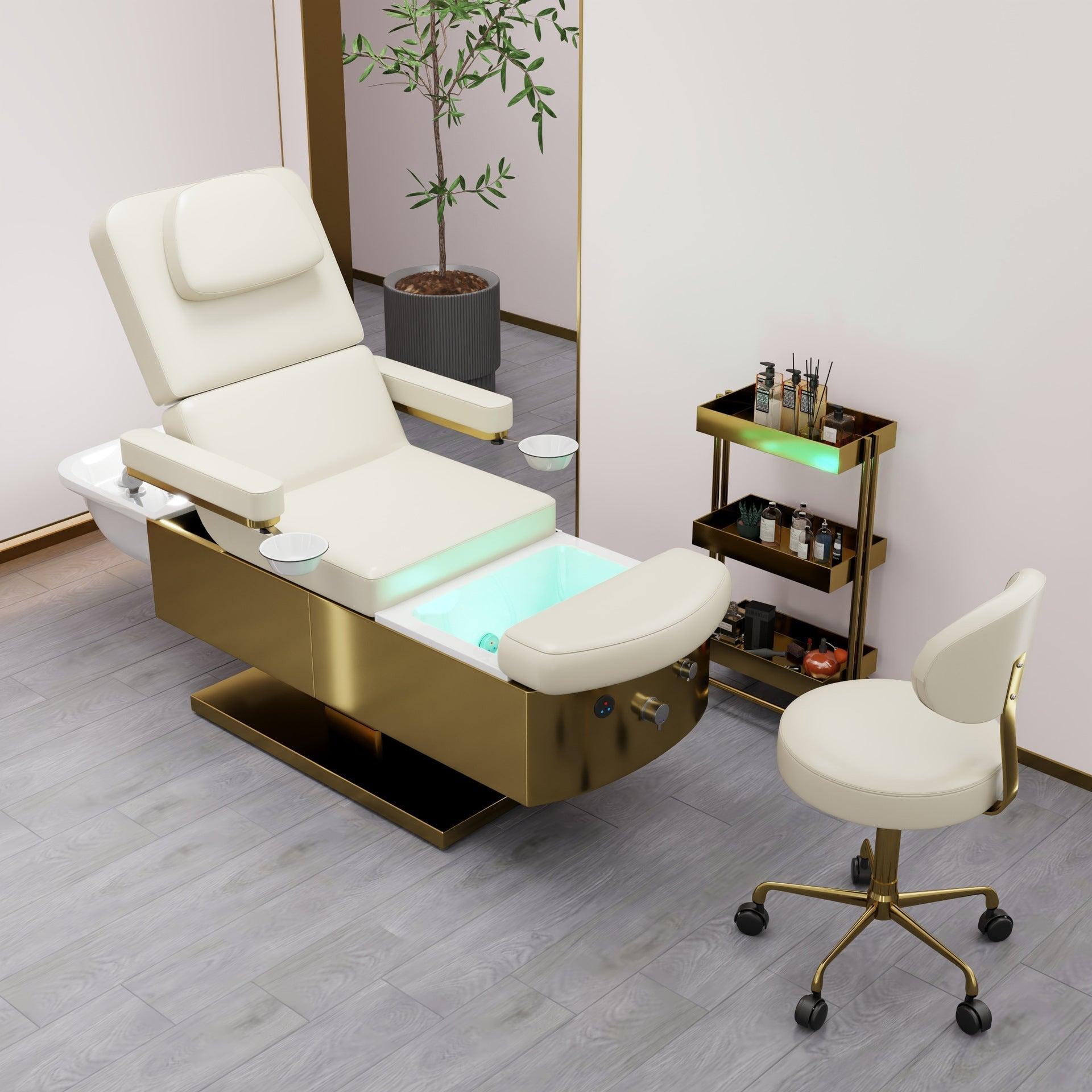 Luxurious 3-in-1 Spa Pedicure Chair with LED Foot Bath & Adjustable Armrests