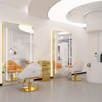 LED Wall Mirror for Salons | HD Single-Sided Mirror with Gold Frame – 2 Sizes