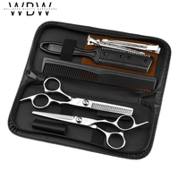 Professional Hairdressing Scissors Kit - 8-Piece Stainless Steel Styling Set (Black & Gold)