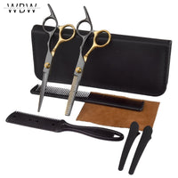 Professional Hairdressing Scissors Set – 8-Piece Black & Gold Styling Kit with Case