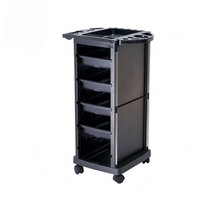 Adjustable Height Salon Trolley with 4 Drawers & Hair Dryer Holder | Rolling Beauty Cart for Professional Use